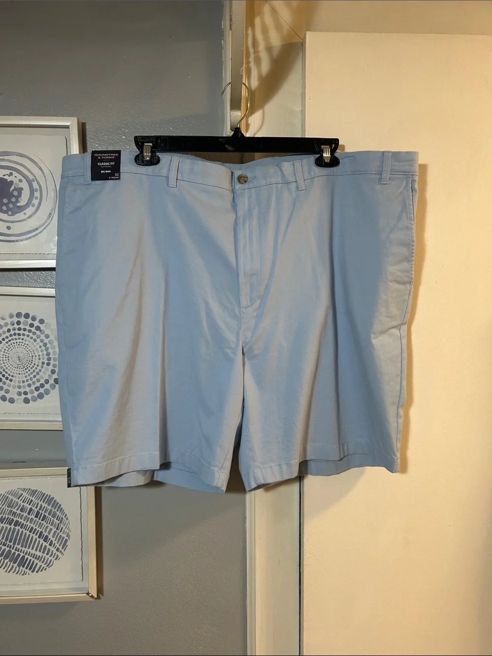 Roundtree & Yorke Cash Blue Mens Size 52 Flat Front Classic Fit Big Man Shorts - Picture 2 of 7